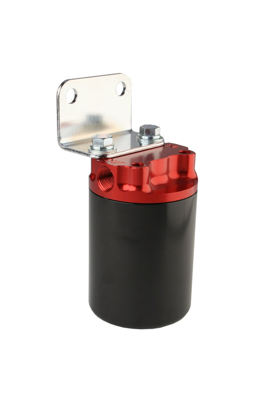 Aeromotive Filter, Canister, 10-Micron Fabric Element , 3/8" NPT Port, Bright-Dip Red Top / Black Cup, SS Series