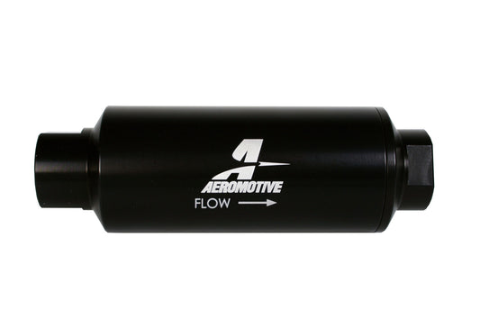 Aeromotive Filter, In-Line, 10-m Microglass Element, ORB-12 Port, Black Hard-Coat, Marine, 2-1/2" OD