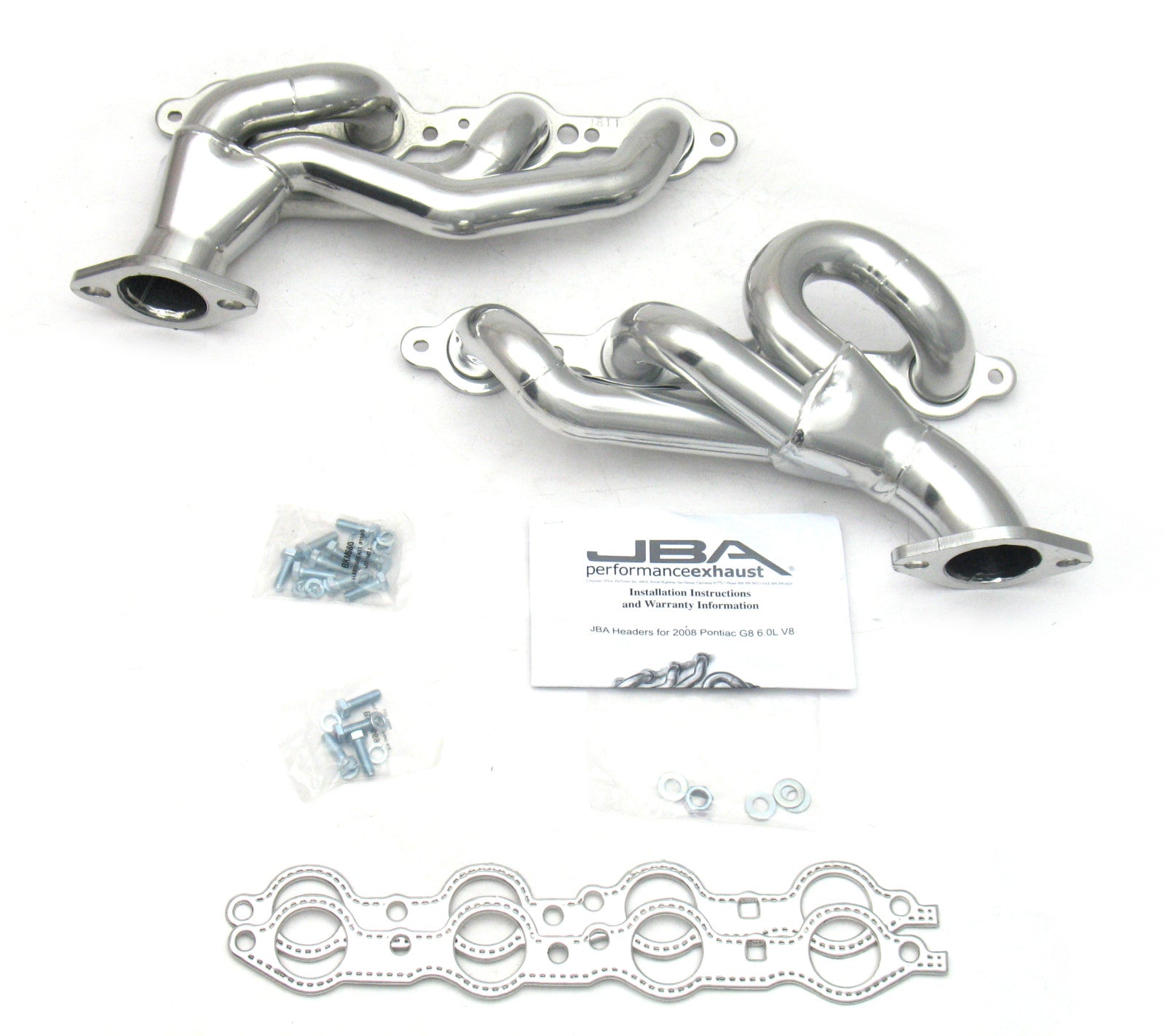 JBA Cat4Ward Headers for 08-09 G8 6.0/6.2L Silver Ctd. EPA & CARB legal in 50 states.