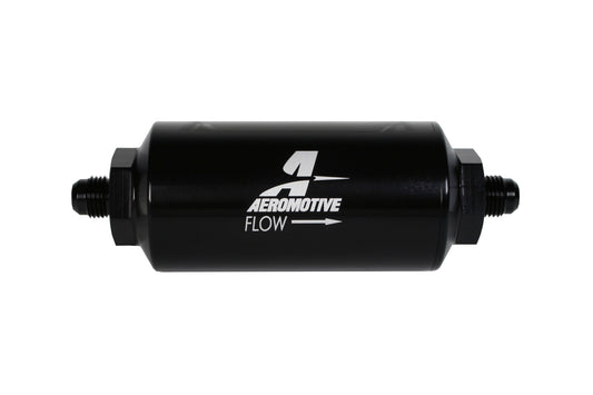 Aeromotive Filter, In-Line, AN-06, 238 micron stainless steel  element, Black Anodize Finish