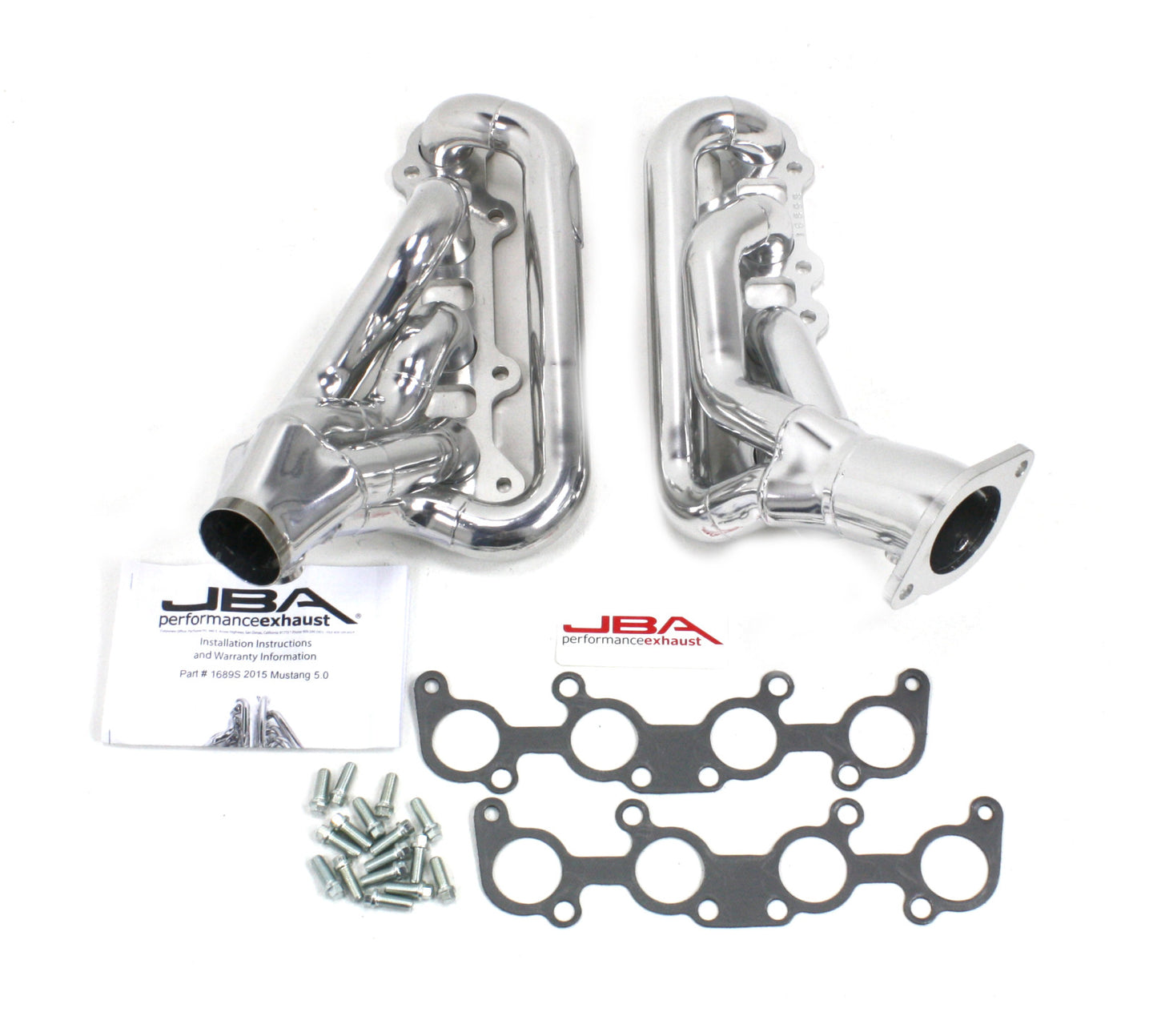 JBA Cat4Ward Headers for 15-22 Mustang 5.0L Silver Ctd. EPA & CARB legal in 50 states.