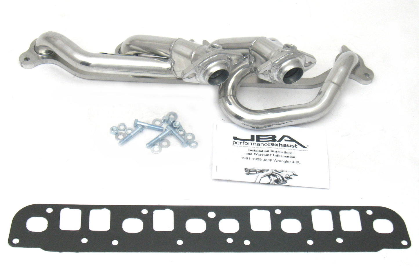 JBA Cat4Ward Headers for 00-06 JEEP 4.0L Silver Ctd. EPA & CARB legal in 50 states.