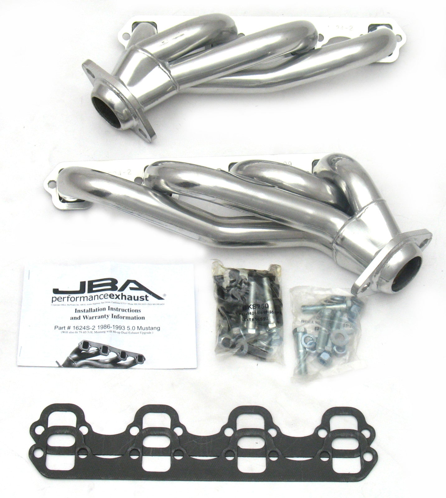 JBA Cat4Ward Headers for 86-93 Mustang 5.0L Silver Ctd. EPA & CARB legal in 50 states.