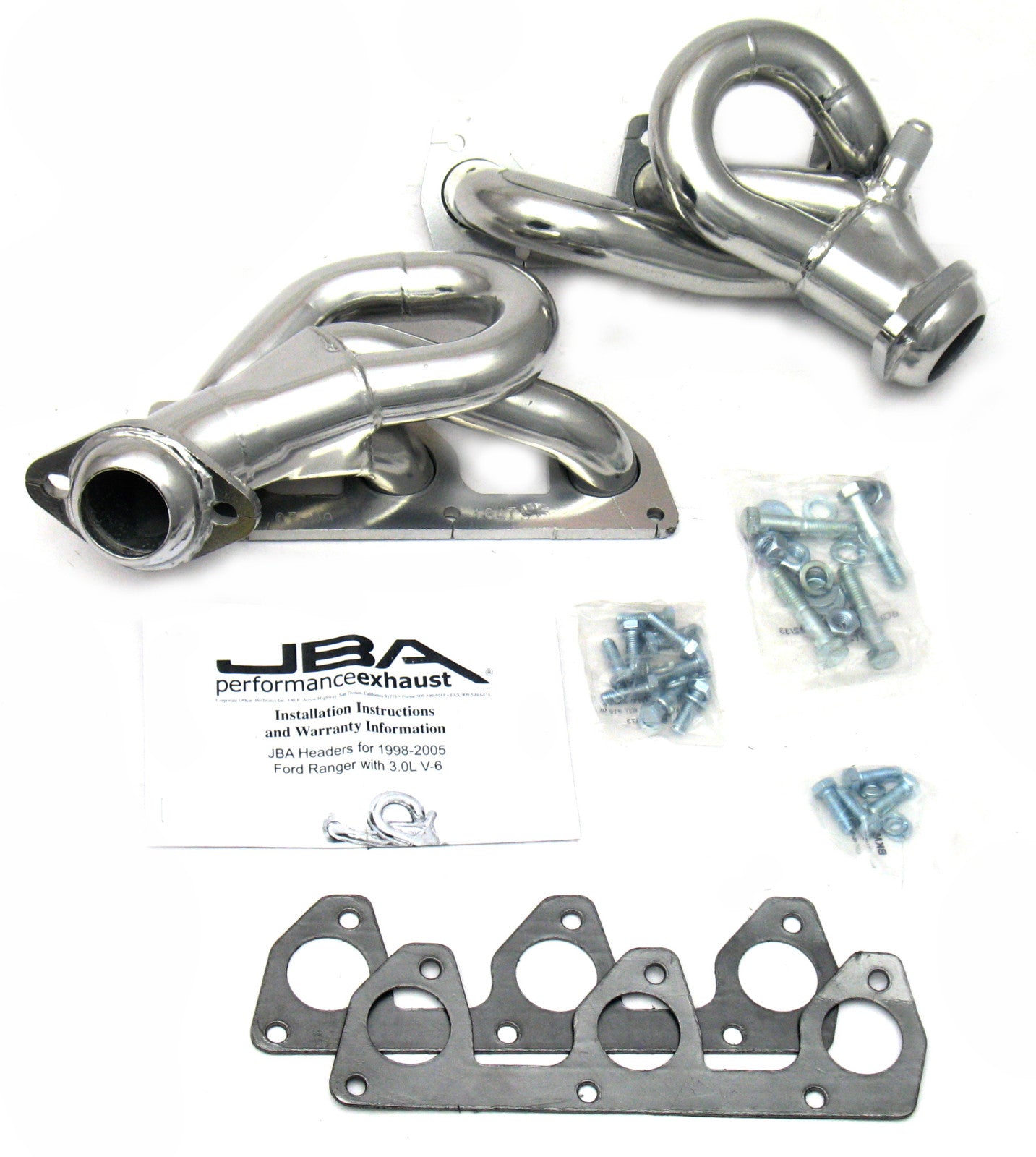 JBA Cat4Ward Headers for 98-01 Ranger 3.0L Silver Ctd. EPA & CARB legal in 50 states.